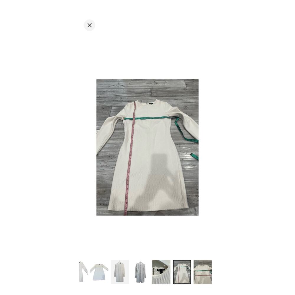 Mango White Structured Textured Mini Dress CBK Quiet Luxury Size M - Picture 14 of 15